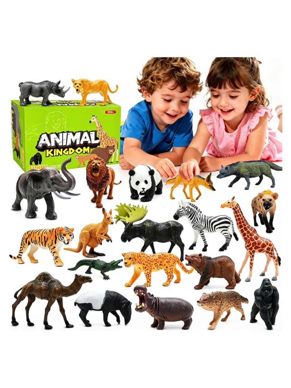 Safari Animals Figures 21 Pcs Plastic Jungle Zoo Playset Educational Toy